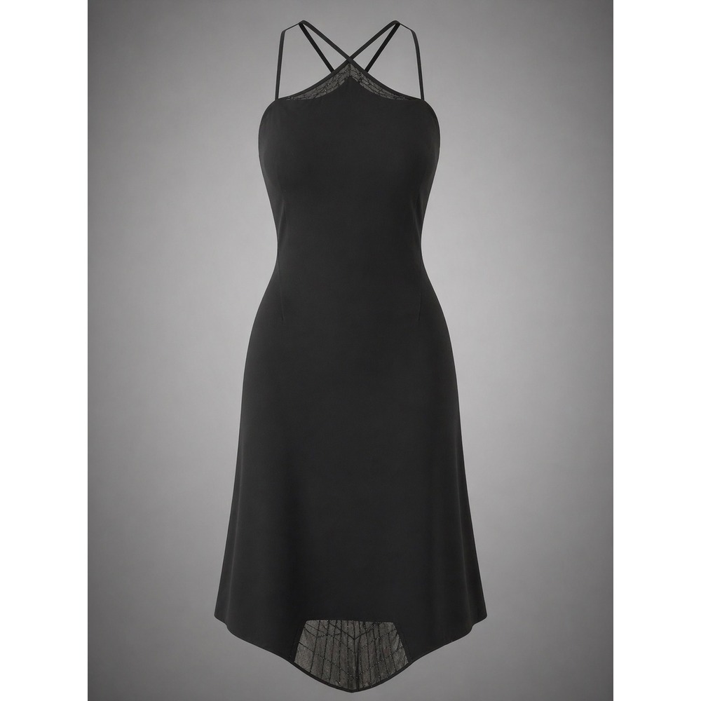 Jones New York Dress Halter Gown Womens 6 Black Formal Dress Sheer Beaded Hem‎